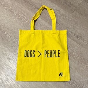 NEVER USED Yellow 'Dogs > People' Tote Bag by FI